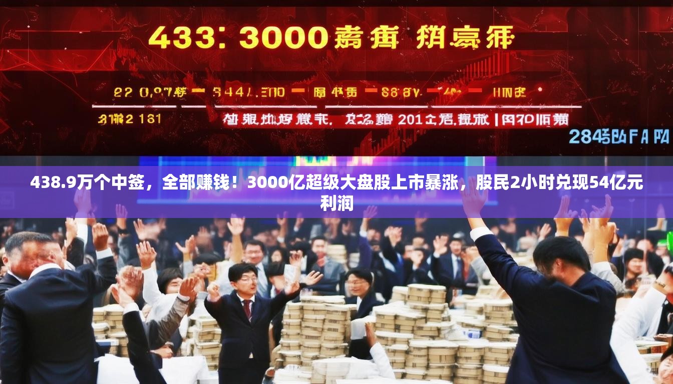 438.9万个中签，全部赚钱！3000亿超级大盘股上市暴涨，股民2小时兑现54亿元利润